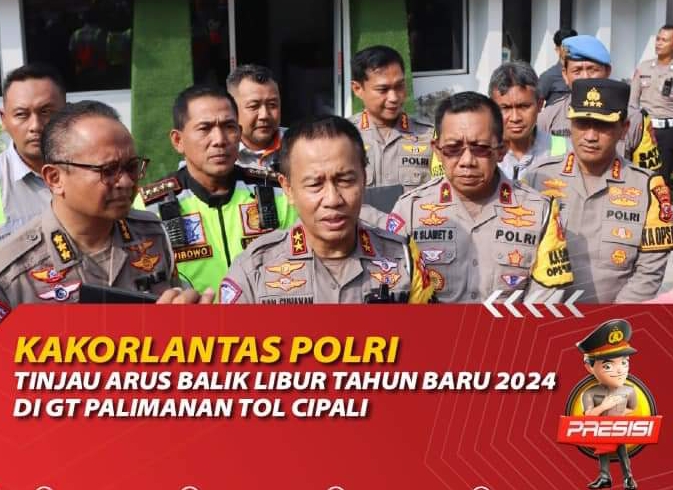 Kakorlantas Polri Tinjau Arus Balik Libur Tahun Baru 2024 di GT Palimanan Tol Cipali