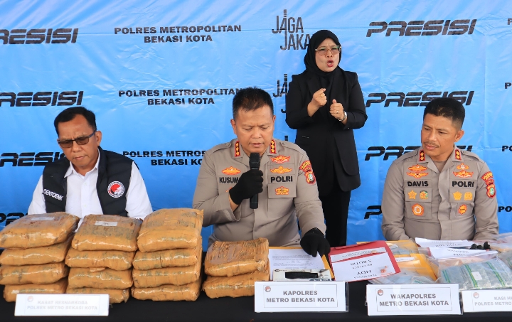 Polres Bekasi Kota Sikat Jaringan Narkoba, Barang Bukti Capai Ratusan Ribu Butir Obat
