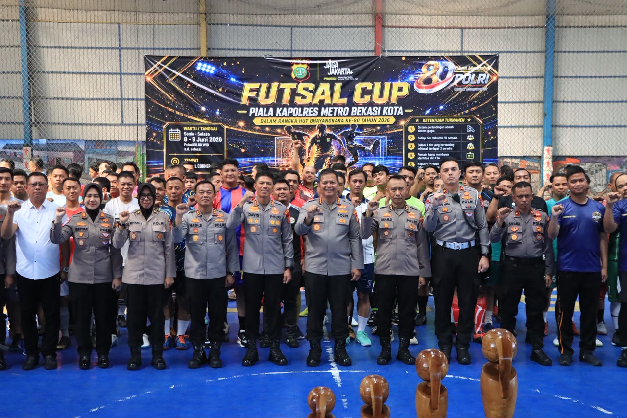 Sambut HUT Bhayangkara ke 80, Kapolres Metro Bekasi Kota Gelar Turnamen Futsal Kapolres Cup 2026