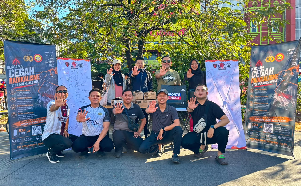 Densus 88 AT Polri Gandeng Masyarakat Tolak Radikalisme dan Bullying Lewat Kampanye di CFD Makassar