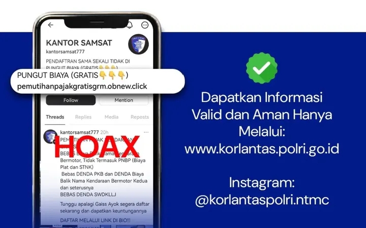 Korlantas Polri Ingatkan Masyarakat Waspada Hoaks Pemutihan Pajak, Jangan Klik Link Mencurigakan