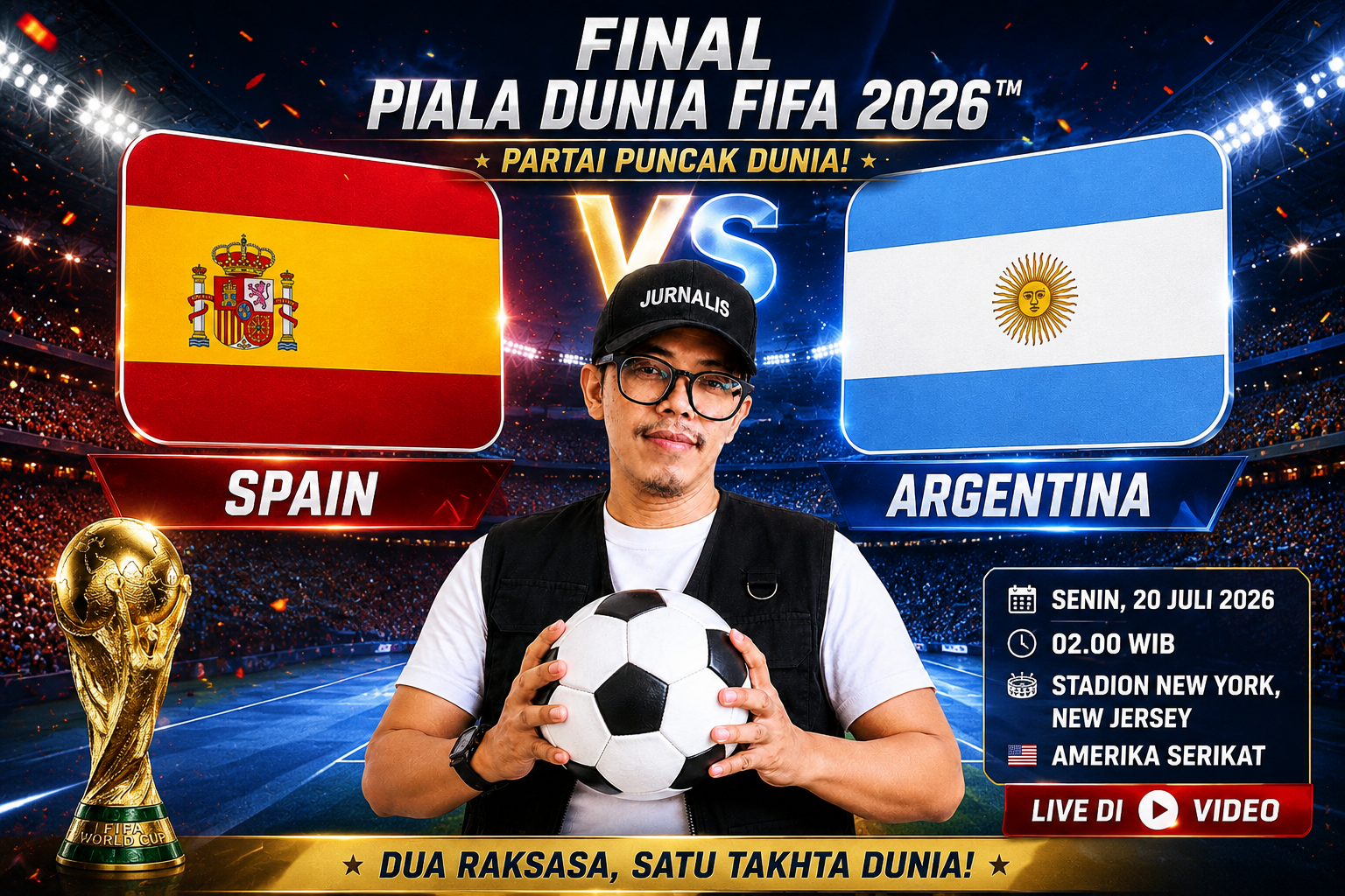 Nuriman Prediksi Spanyol Taklukkan Argentina 2-1 di Final Piala Dunia 2026